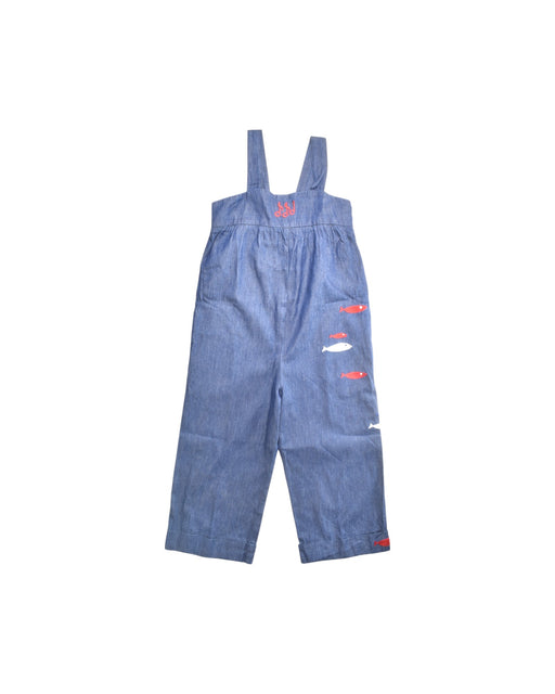 A Blue Long Overalls from MiMiSol in size 8Y for girl. (Front View)