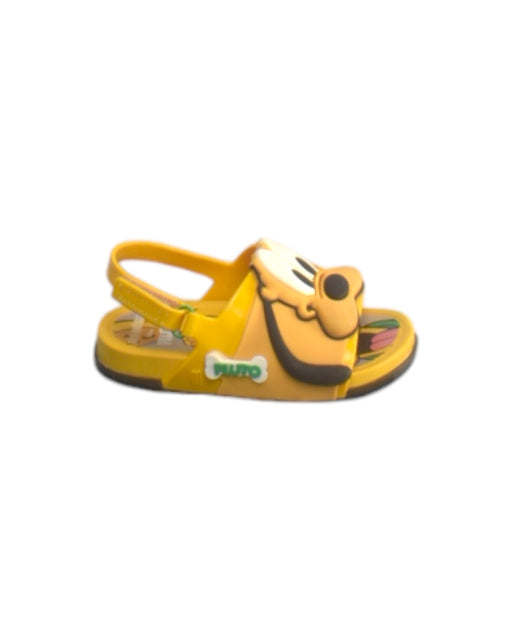 A Yellow Sandals from Mini Melissa Disney in size 3T for boy. (Front View)
