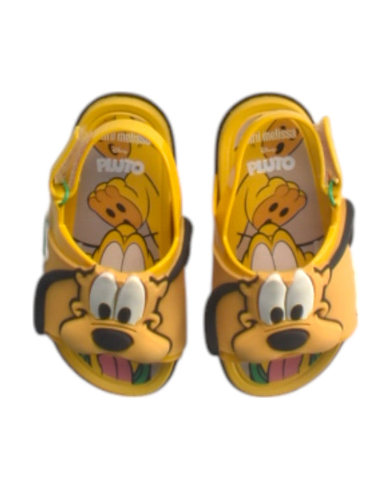 A Yellow Sandals from Mini Melissa Disney in size 3T for boy. (Back View)