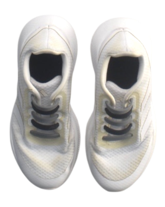 A White Sneakers from Adidas in size 7Y for boy. (Back View)