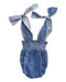A Blue Sleeveless Rompers from Phi Clothing in size 2T for girl. (Back View)