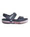 A Navy Sandals from Crocs in size 6T for boy. (Front View)