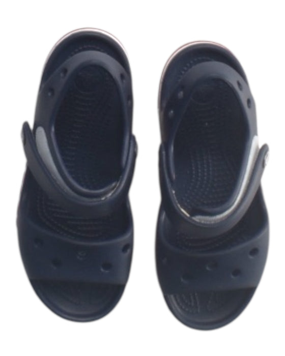 A Navy Sandals from Crocs in size 6T for boy. (Back View)