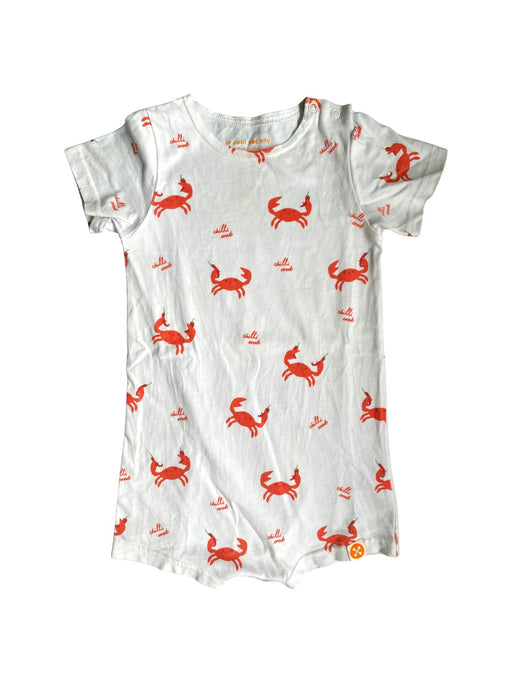A White Short Sleeve Rompers from Le Petit Society in size 12-18M for boy. (Front View)