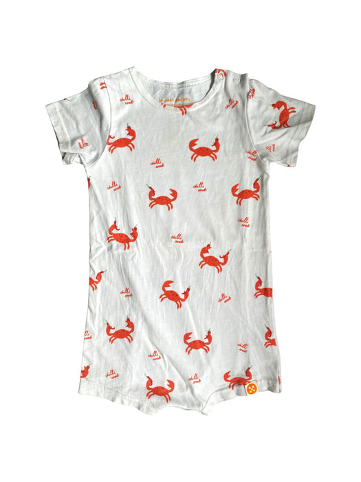 A White Short Sleeve Rompers from Le Petit Society in size 12-18M for boy. (Front View)