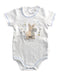 A White Short Sleeve Bodysuits from Earth Nymph in size 6-12M for boy. (Front View)
