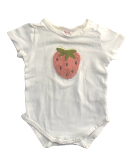 A White Short Sleeve Bodysuits from Seed in size 0-3M for girl. (Front View)