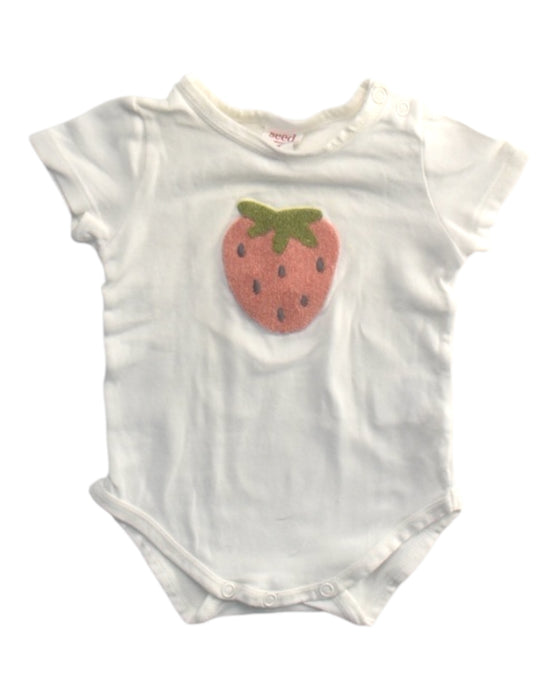 A White Short Sleeve Bodysuits from Seed in size 0-3M for girl. (Front View)