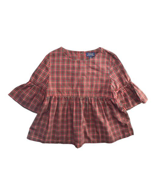 A Red Long Sleeve Tops from Polo Ralph Lauren in size 10Y for girl. (Front View)