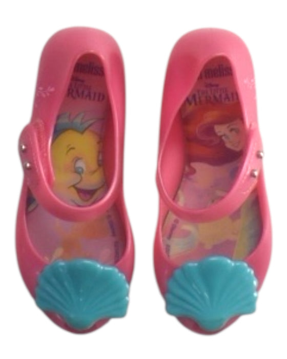 A Pink Flats from Mini Melissa Disney in size 5T for girl. (Back View)