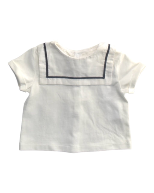 A White Short Sleeve Tops from Jacadi in size 3-6M for girl. (Front View)