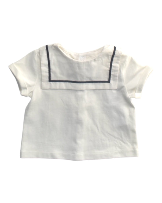 A White Short Sleeve Tops from Jacadi in size 3-6M for girl. (Front View)