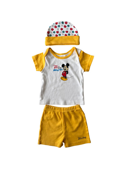 A Yellow Shorts Sets from Retykle in size 0-3M for boy. (Front View)