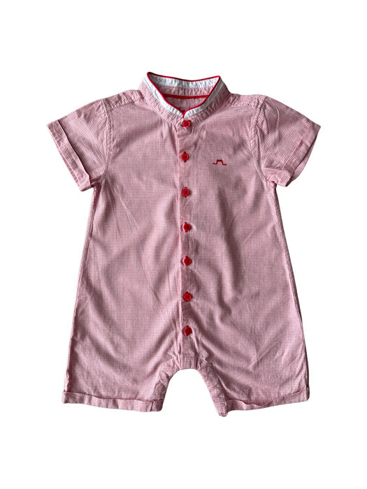 A Red Short Sleeve Rompers from Château de Sable in size 6-12M for boy. (Front View)