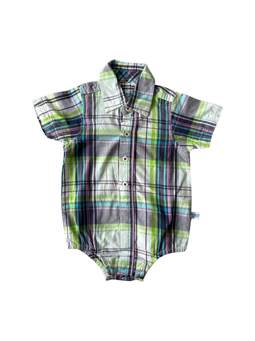 A Green Short Sleeve Bodysuits from RuggedButts in size 6-12M for boy. (Front View)