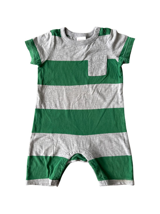 A Green Short Sleeve Rompers from Hanna Andersson in size 12-18M for boy. (Front View)