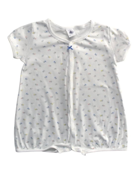 A White Short Sleeve Rompers from Petit Bateau in size 12-18M for girl. (Front View)