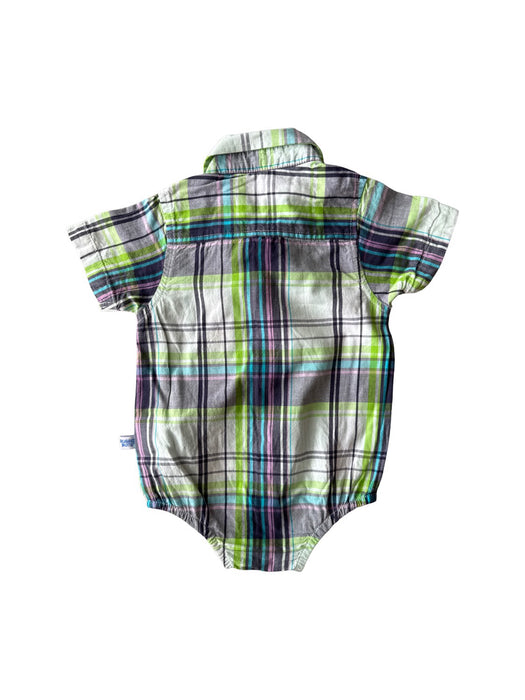 A Green Short Sleeve Bodysuits from RuggedButts in size 6-12M for boy. (Back View)