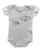 A Grey Short Sleeve Bodysuits from Petit Bateau in size 0-3M for girl. (Front View)