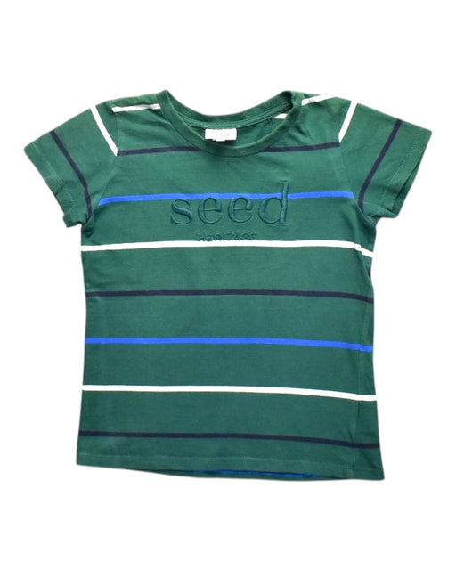 A Green Short Sleeve T Shirts from Seed in size 6T for boy. (Front View)