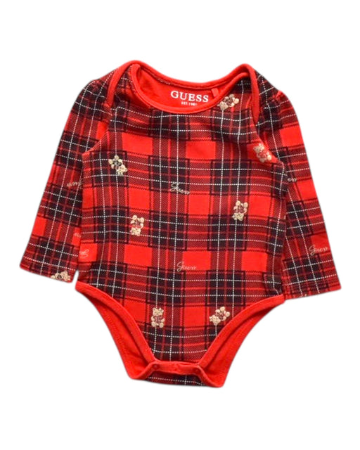 A Red Long Sleeve Bodysuits from Guess in size 3-6M for girl. (Front View)