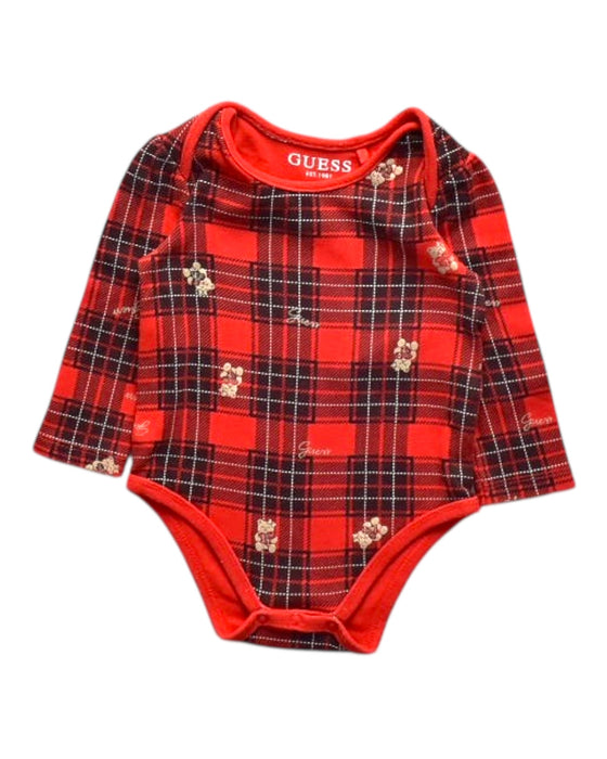 A Red Long Sleeve Bodysuits from Guess in size 3-6M for girl. (Front View)