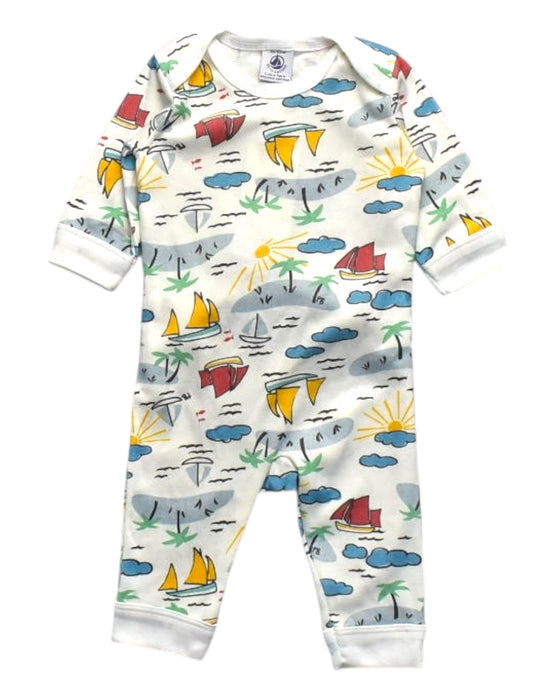 A Multicolour Long Sleeve Rompers from Petit Bateau in size 0-3M for boy. (Front View)