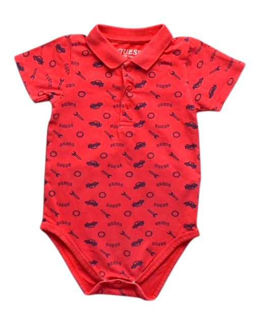 A Red Short Sleeve Bodysuits from Guess in size 6-12M for boy. (Front View)