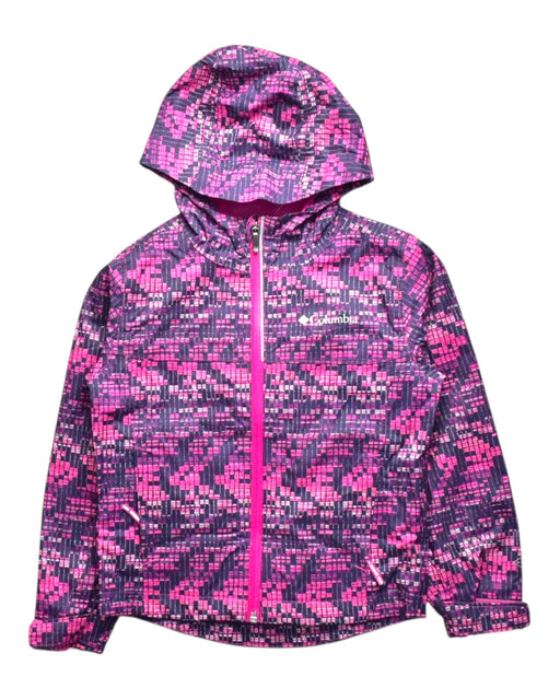 A Pink Rain Jackets from Columbia in size XXS for girl. (Front View)