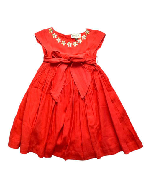 A Red Short Sleeve Dresses from Sophie Catalou in size 5T for girl. (Front View)