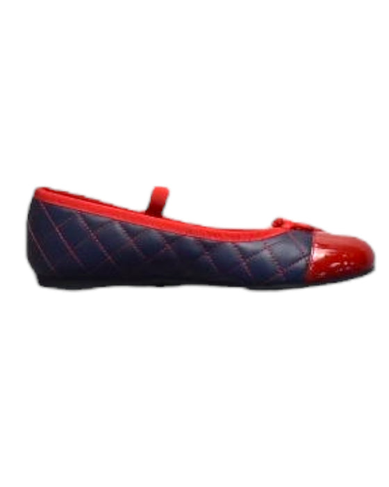 A Navy Flats from Pretty Ballerinas in size 5T for girl. (Front View)