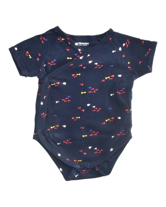 A Navy Short Sleeve Bodysuits from Vertbaudet in size 6-12M for girl. (Front View)