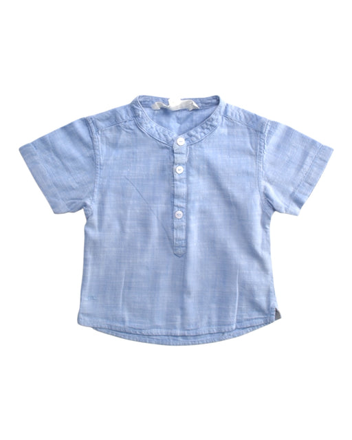 A Blue Short Sleeve Shirts from Chateau de Sable in size 6-12M for boy. (Front View)