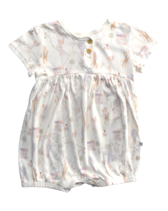 A White Short Sleeve Rompers from Kays + Kins in size 6-12M for girl. (Front View)