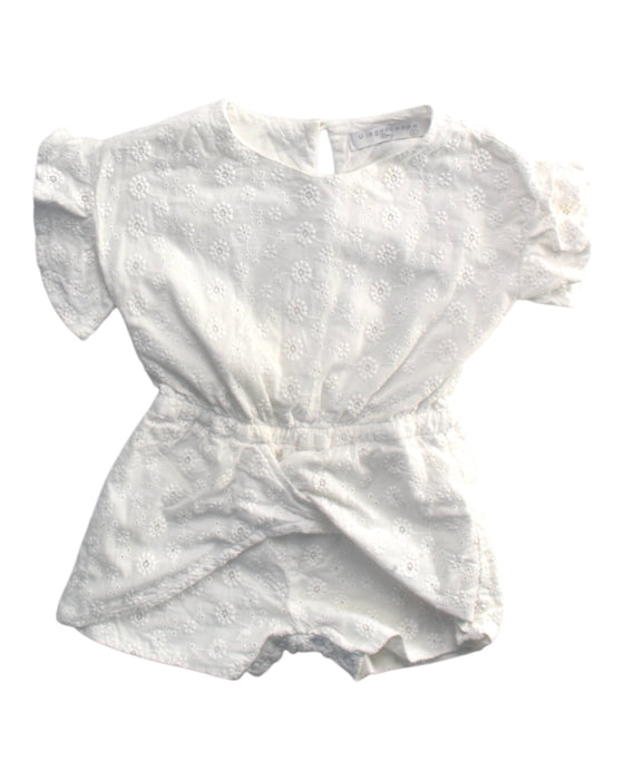 A White Short Sleeve Rompers from Gingersnaps in size 3-6M for girl. (Front View)