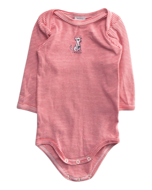 A Pink Long Sleeve Bodysuits from Petit Bateau in size 3-6M for girl. (Front View)