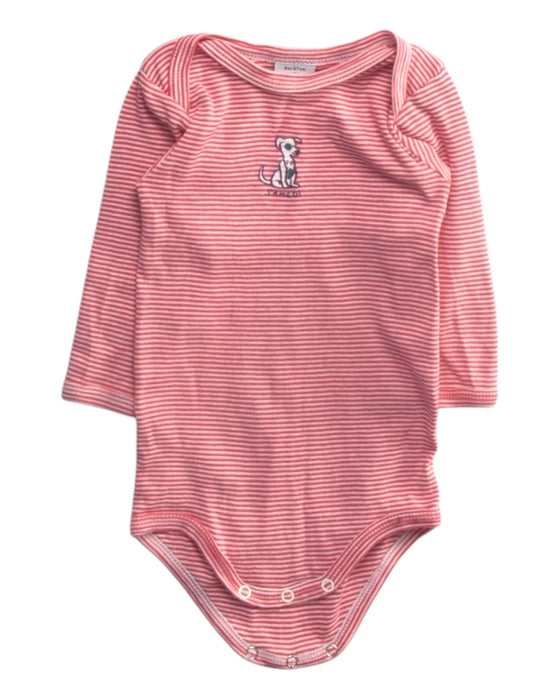A Pink Long Sleeve Bodysuits from Petit Bateau in size 3-6M for girl. (Front View)