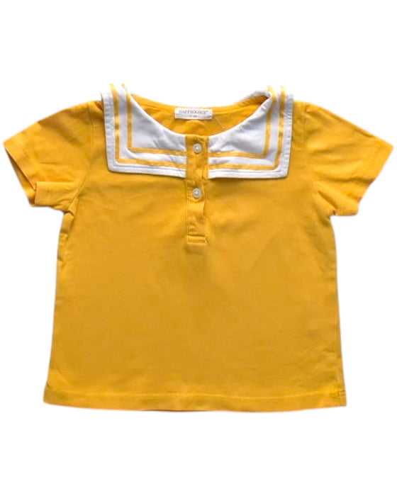 A Yellow Short Sleeve Shirts from Happyology in size 6-12M for boy. (Front View)