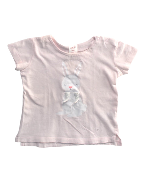 A Pink Short Sleeve T Shirts from Seed in size 6-12M for girl. (Front View)