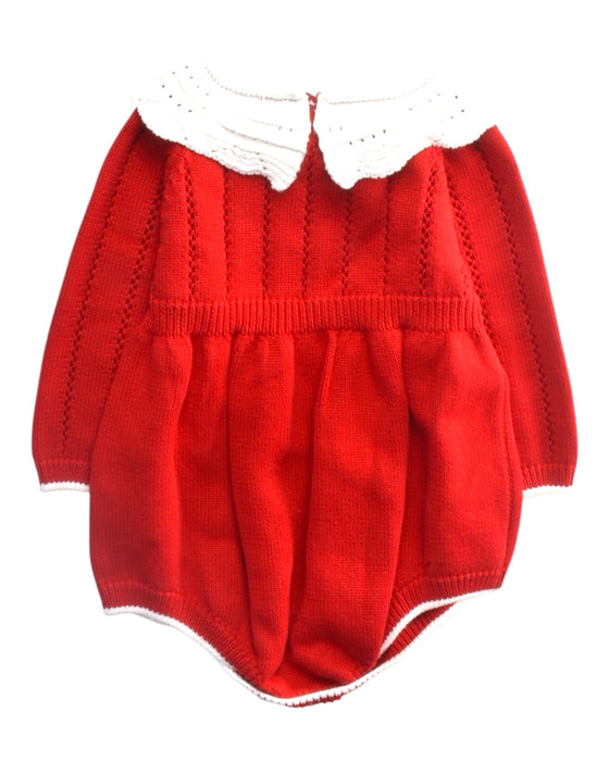A Red Long Sleeve Rompers from Sam & Louloute in size 3T for girl. (Back View)