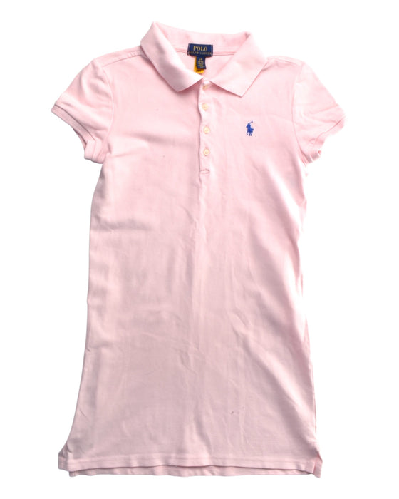 A Pink Short Sleeve Dresses from Polo Ralph Lauren in size 12Y for girl. (Front View)