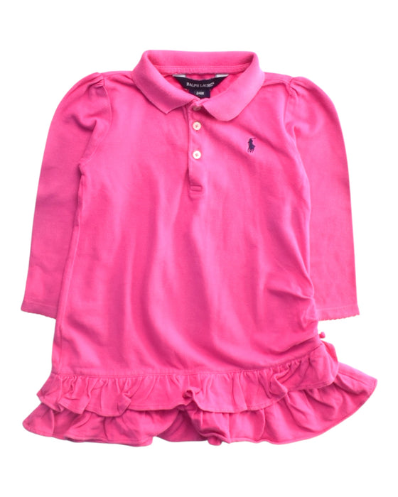 A Pink Long Sleeve Dresses from Ralph Lauren in size 2T for girl. (Front View)