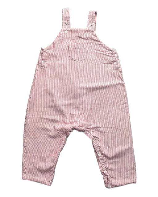 A Pink Long Overalls from Petit Bateau in size 6-12M for girl. (Front View)