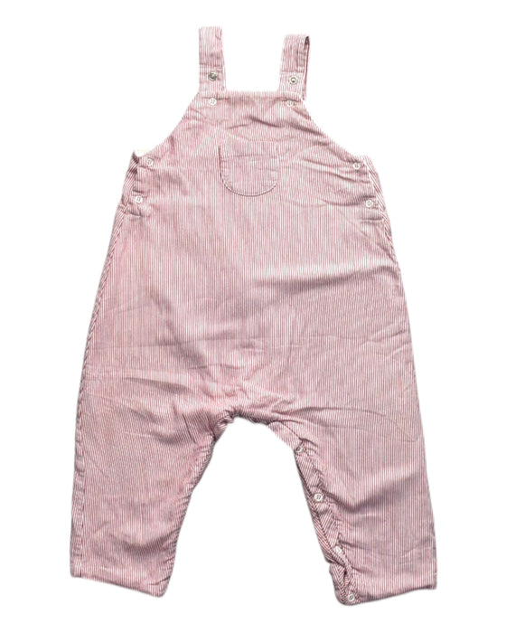 A Pink Long Overalls from Petit Bateau in size 6-12M for girl. (Front View)