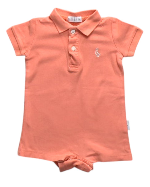 A Peach Short Sleeve Rompers from Raph and Remy in size 0-3M for girl. (Front View)