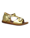 A Gold Sandals from Pom d’Api in size 18-24M for girl. (Front View)