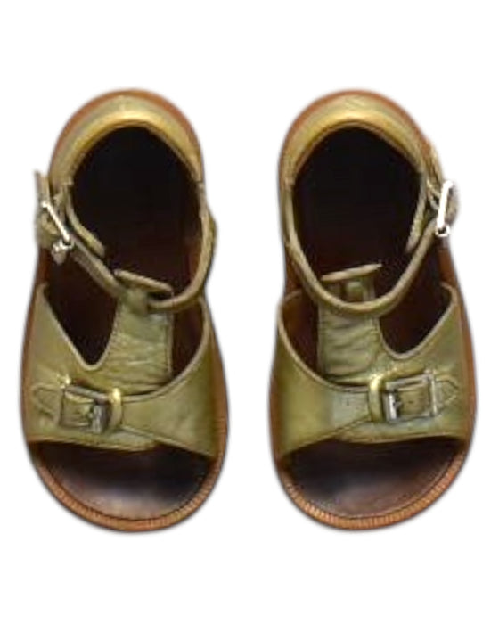 A Gold Sandals from Pom d’Api in size 18-24M for girl. (Back View)