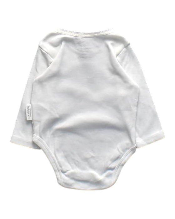 A White Long Sleeve Bodysuits from Purebaby in size Newborn for girl. (Back View)