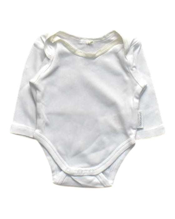 A White Long Sleeve Bodysuits from Purebaby in size 0-3M for girl. (Front View)