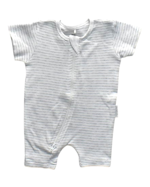 A Grey Short Sleeve Rompers from Purebaby in size Newborn for girl. (Front View)